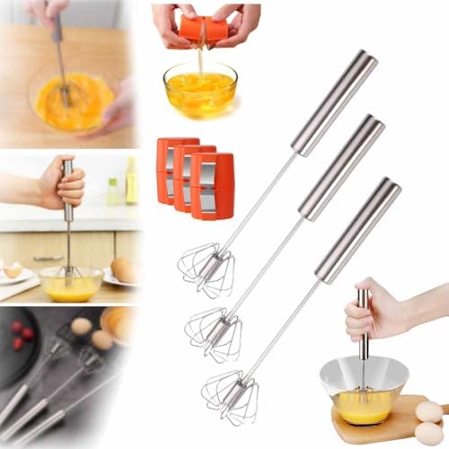 Stainless Steel Egg Whisk, 2025 Upgrade Hand Push Whisk Blender by Busylive
