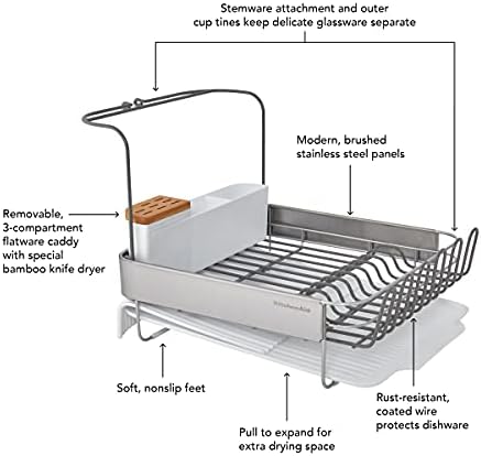 KitchenAid Full Size Compact to Full Capactiy Expandable Rust Resistant Dish - Image 6