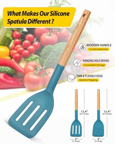 BUNDLEPRO Silicone Spatula, Solid & Slotted Turner, 2 Pack - Image 2