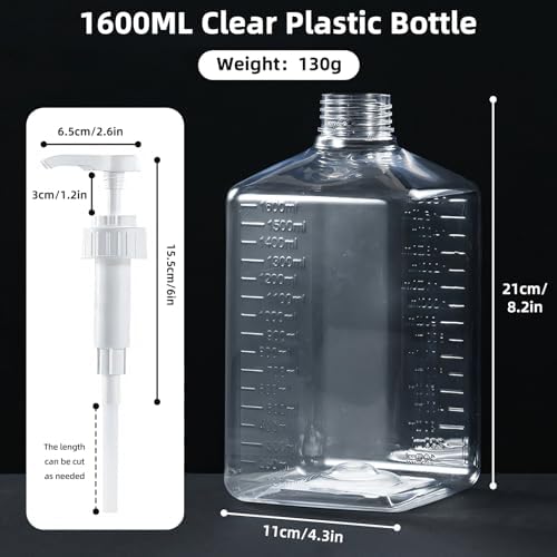 Large Capacity Syrup Dispenser for Coffee Bar, Pump Dispenser 54oz 1600ml PET - Image 3