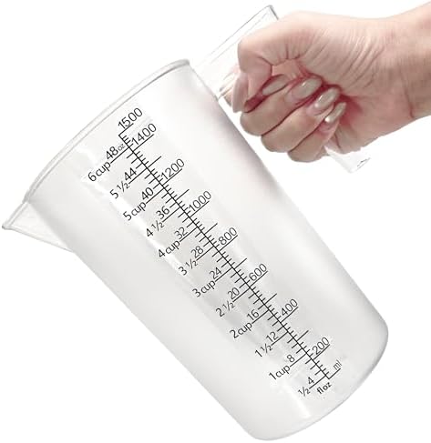 Liquid Measuring Cup with Handle, 48 oz / 6 Cup / 1500 ml Plastic Measuring by NaNaPaly