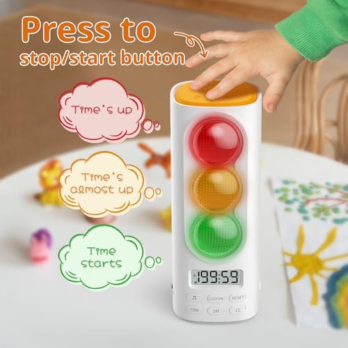Digital Traffic Light Timer, Custom Countdown, ADHD Tool, Volume & 4 Rings - Image 2