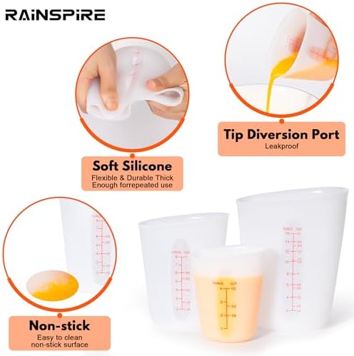 Silicone Measuring Cups for Melting Chocolate ml/oz/cup Marks Silicone Cups - Image 4