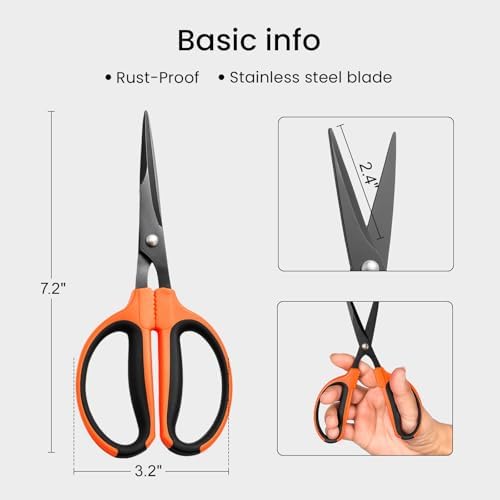 GROWNEER 3 Packs Trimming Scissors Teflon Coated Non Stick Blades Pruning - Image 2
