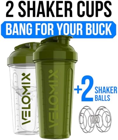 VELOMIX 2 Pack 28oz Protein Shaker Bottle - Image 2