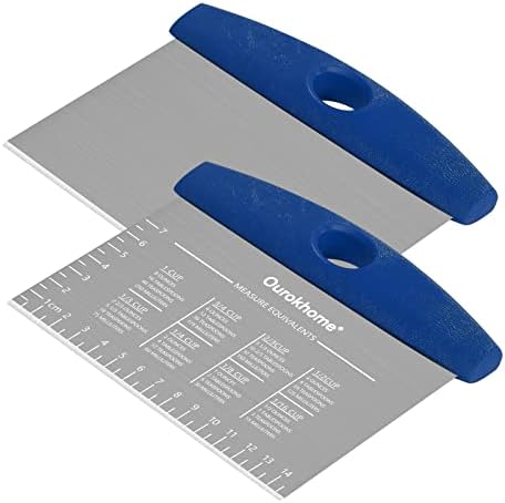 Ourokhome 2 Pack Bench Scraper Dough Cutter, Stainless Steel Dough Scraper by Ourokhome