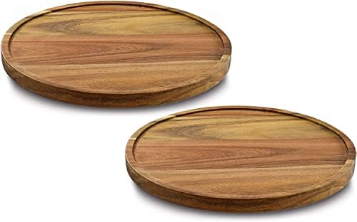 12" Acacia Wood Lazy Susan Organizer Kitchen Turntable by AUAM