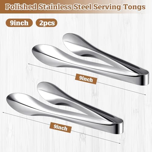 2 Pack Silver Polished Serving Tongs 9 Inch - Image 3