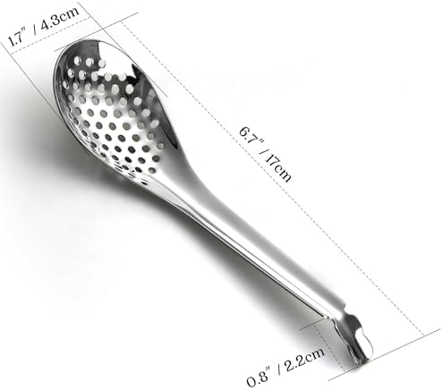 Stainless Steel Slotted Spoons Set of 2, Small Caviar Spoons - Image 3