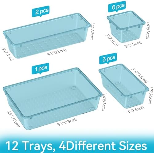 ElegantArray 12 PCS Drawer Organizer Set, Makeup Organizers, Sea Blue - Image 2