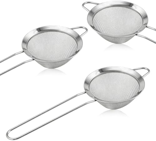 3 Pcs Fine Mesh Strainer, 3.35'' Stainless Steel Small Fine Mesh Strainer by Unknown