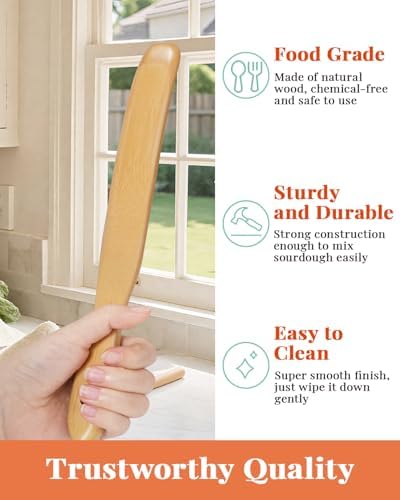 3Pcs Skinny Spurtle for Sourdough Starter, Wooden Spurtle Spatula for Cooking - Image 6
