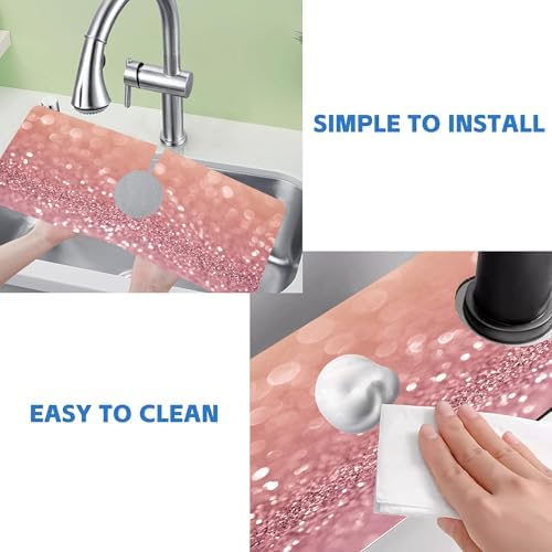 Abstract Pink Glitter Diamond Sink Faucet Absorbing Mat Sink Splash Guard - Image 5