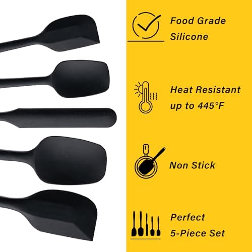 Silicone Spatula Set, 5 Piece Food Grade Rubber Spatulas - Image 3