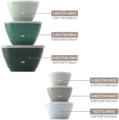 LISI 12-Piece Mixing Bowls Set, 6 Bowls - Image 4
