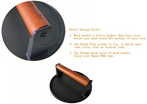 Firsgrill Burger Press 7.08" Round, Heavy-Duty Cast Iron Smash Burger Press - Image 2