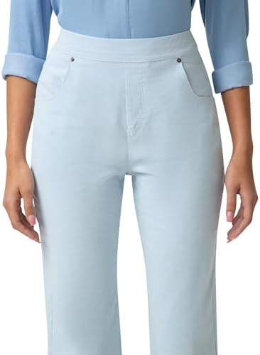 HUE Women's Stripe Pull on Pants Cigarette Skimmer Length and Pedal Pusher - Image 4