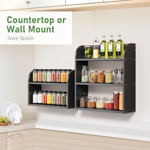 ROMGUAR CRAFT 3 Tier Bamboo Spice Rack, Countertop or Wall Mounting - Image 4