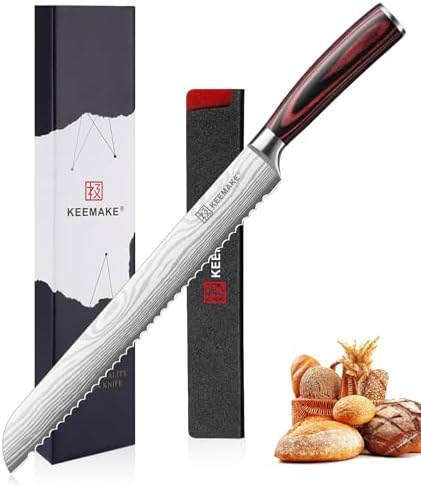 KEEMAKE 10 Inch Bread Knife for Homemade Bread, Serrated Sourdough Knife by KEEMAKE