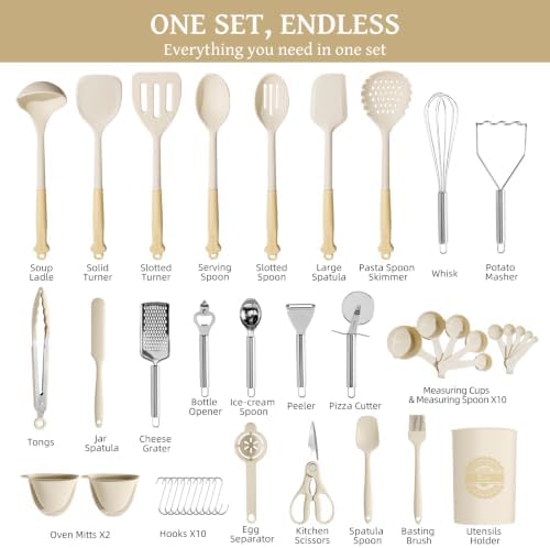 Kikcoin 43 PCS Silicone Kitchen Utensils Set, Dishwasher Safe Kitchen Cooking - Image 2