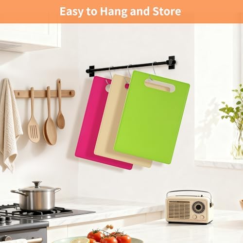 Luckyiren Plastic Cutting Board Set, 4-Piece Small Color-Coded Kitchen Mats - Image 7
