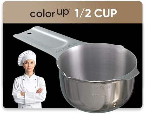 Color Up ½ Cup Measuring Cup – Premium Chrome Stainless Steel, Accurate by ColorUpCollection