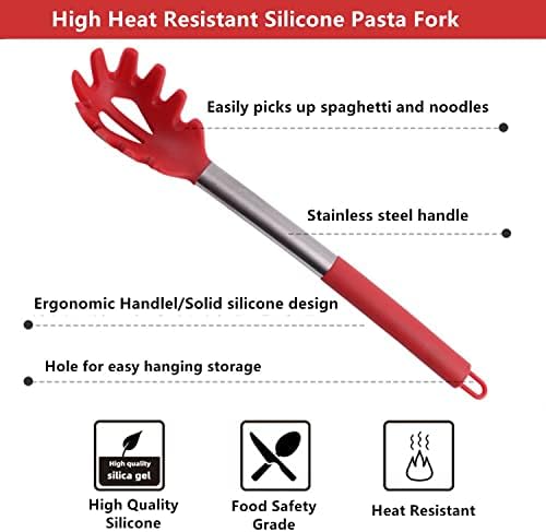 Silicone Pasta Fork, Spaghetti Spoon Kitchen High Heat Resistant Noodle Spoon - Image 3