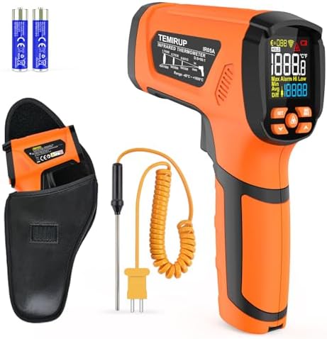 Infrared Thermometer Temperature Gun, -40℉~2912℉ Pyrometer, 50:1 High Temp by TEMIRUP