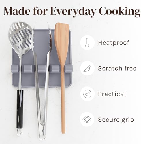 Large XL Grey Silicone Spoon Rest - Image 5