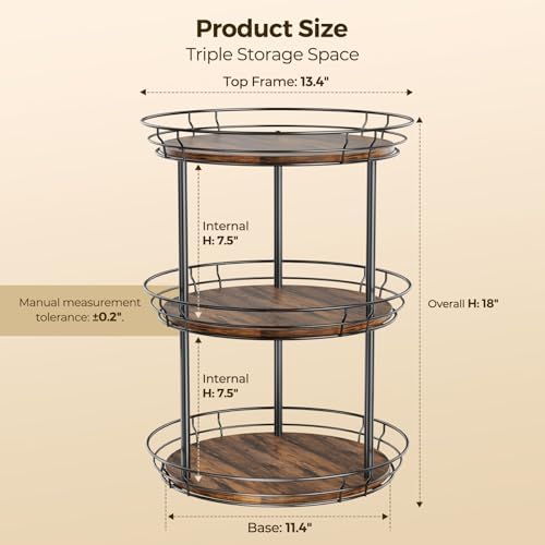 LAMU 3 Tier Lazy Susan Turntable Rotating Spice Rack Organizer - Image 6