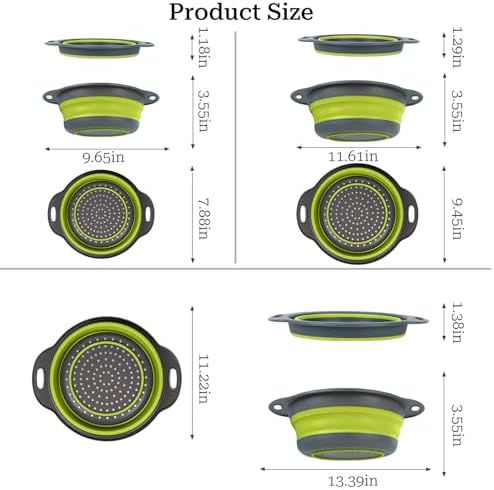 Collapsible Colander 3-Pack Set Space-Saving Foldable Kitchen Strainer - Image 2
