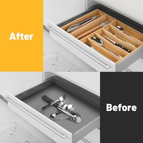 Kitchen Bamboo Silverware Organizer, Kitchen Drawer Organizer - Image 4