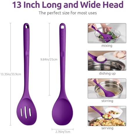 U-Taste Silicone Spoons Set of 2, 13.3" Long Large Mixing Spoon - Image 2