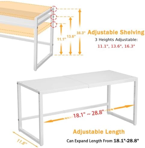 150 LBS Expandable Storage Shelves, Adjustable Metal Shelving Unit Rack - Image 2
