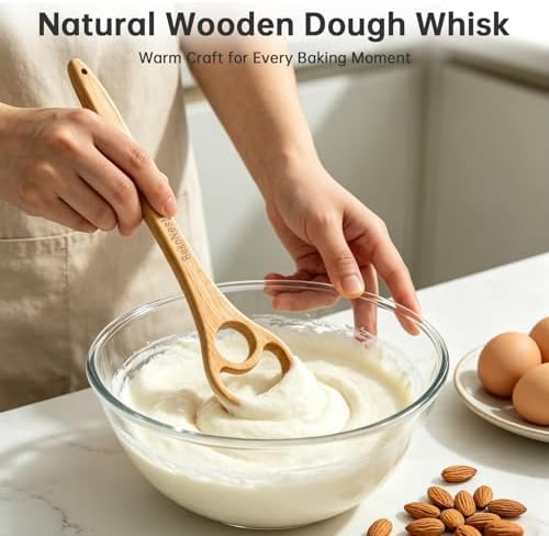 Danish Dough Whisk 2 Pack, Wooden Sourdough Bread Whisk - Image 3
