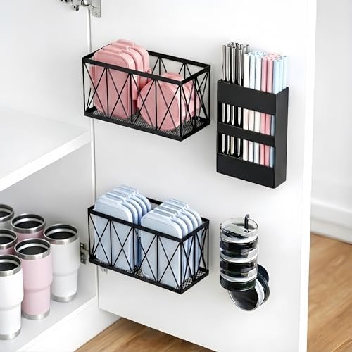 4 Pack No Drill Cabinet Door Lid Organizer by MIXISAV