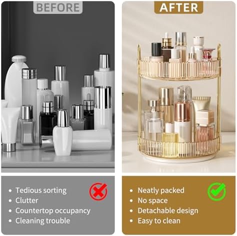 360° Rotating Makeup Organizer, Large Capacity Skincare & Cosmetics Storage - Image 2