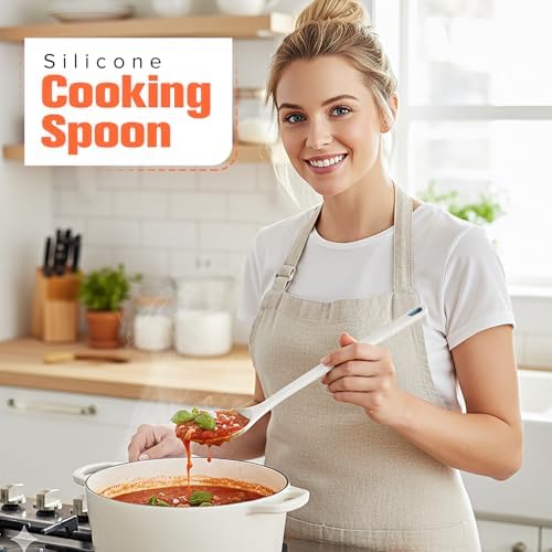 Silicone Cooking Spoon, Solid&Slotted Spoons, 2 Pack - Image 3