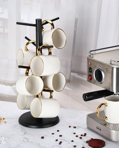 Lorbro Coffee Mug Tree with 8 Hooks, Wooden Coffee Cup Holder - Image 4