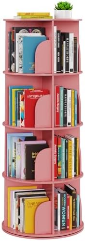 SpaceAid 4 Tier Rotating Bookshelf Tower, Spinning Bookcase Lazy Susan by SpaceAid