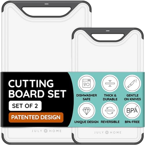 Cutting Boards for Kitchen, Plastic Cutting Board Set of 2, Dishwasher Safe by JulyHome