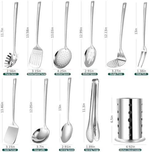 Lazycorner Kitchen Utensils Set, Potato Masher, Pasta Server, Soup Ladle - Image 2