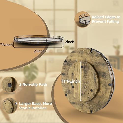 Lazy Susan Turntable Organizer for Table Top, 21’’ Round Wooden Lazy Susan for - Image 2