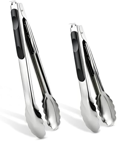 2 Pcs 9/12 Inch Kitchen Tongs for Cooking, BBQ & Salad by Unknown