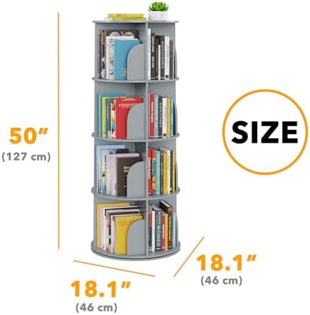SpaceAid 4 Tier Rotating Bookshelf Tower, Spinning Bookcase Lazy Susan - Image 2