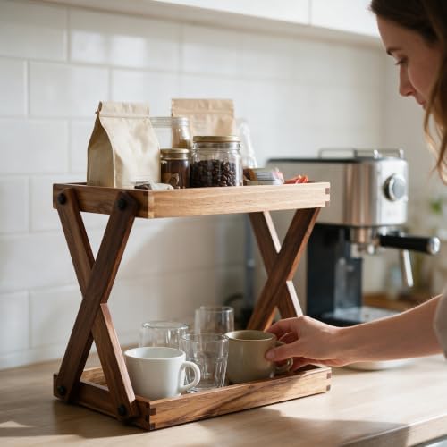 2 Tier Wood Countertop Organizer Shelf - Image 6