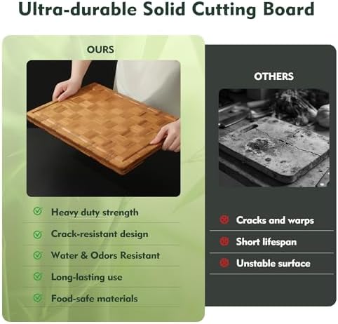 Bamboo Cutting Board Set of 3 Wooden Cutting Boards - Image 6
