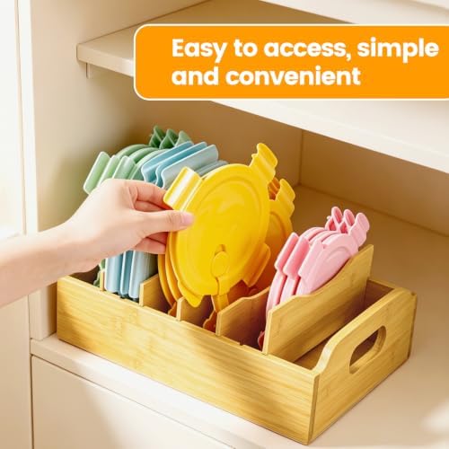 Artcochan 2 Pack Bamboo Lid Organizer, 10.6" x 8.2"/13.2" x 10"Food Storage - Image 4