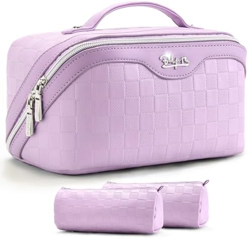 BOYATU Travel Makeup Bag Organizer: 180°Open-Flat 3 Pcs Make up Bags Set by BOYATU