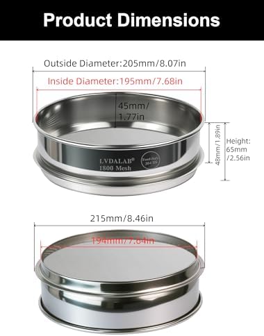 8" Full 304 Stainless Steel Lab Sieve, 1800 Mesh - Image 5